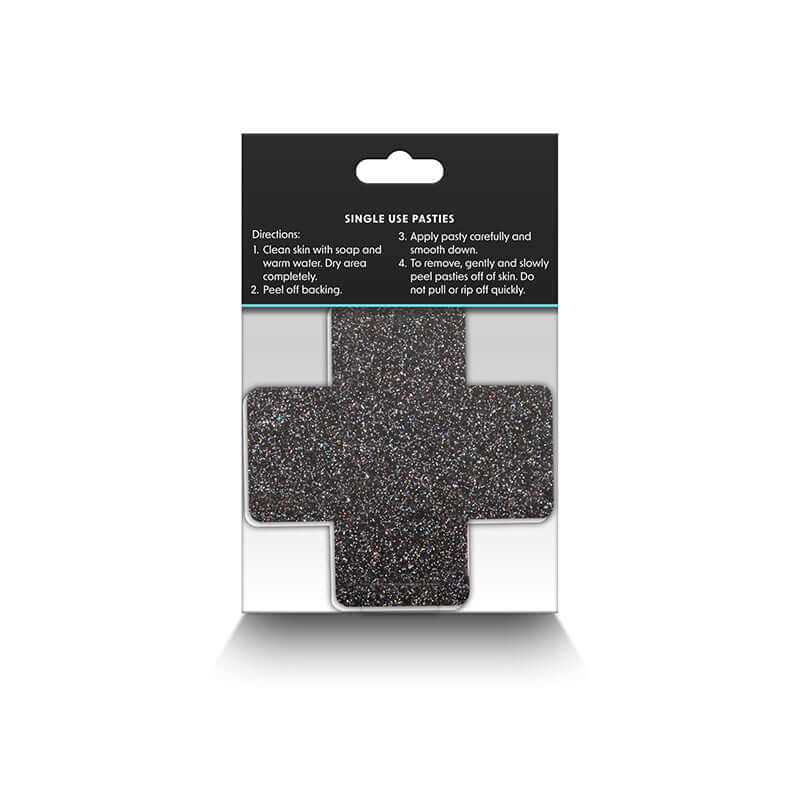 PRETTY PASTIES GLITTER CROSS BLACK/GOLD 2 PAIR-2