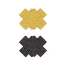 PRETTY PASTIES GLITTER CROSS BLACK/GOLD 2 PAIR-0