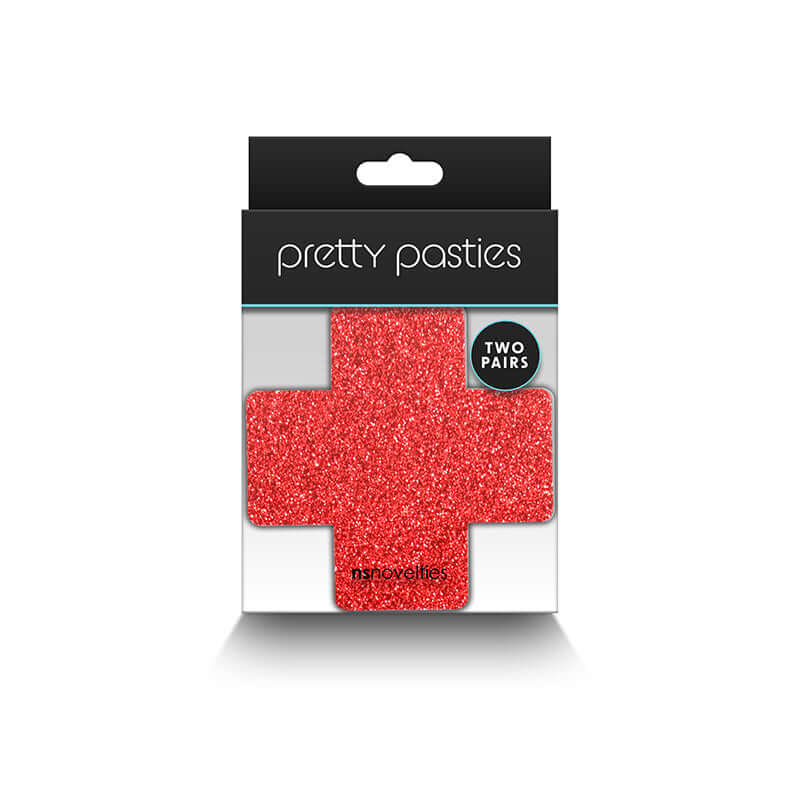 PRETTY PASTIES GLITTER CROSS RED/SILVER 2 PAIR-1