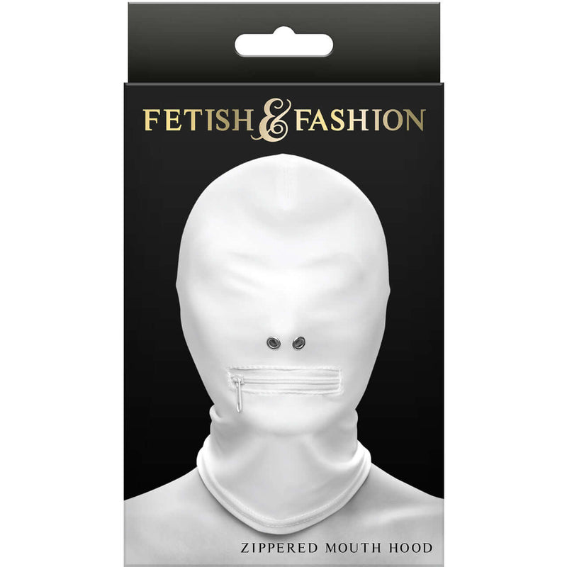 FETISH & FANTASY ZIPPERED MOUTH HOOD WHITE-1