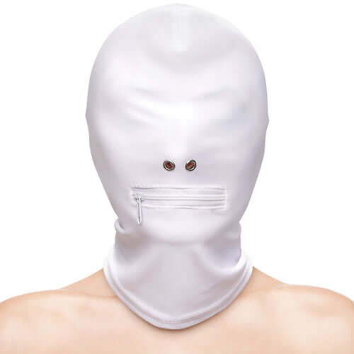 FETISH & FANTASY ZIPPERED MOUTH HOOD WHITE-0