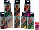 Spanish Fly Liquid Cola and other flavors in colorful packaging, featuring X-rated graphics and nudity.