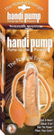 "Handi Pump by Nasstoys packaging, natural enlarger for men, featuring a transparent cylinder and latex seal for powerful intimacy."