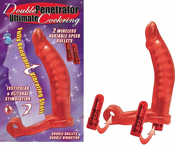 Nasstoys Double Penetrator Ultimate Cock Ring Red at $32.99