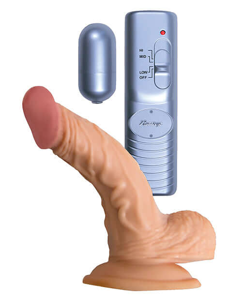 All American Whopper 5 Inches Vibrating Realistic Dong with Suction Cup Base and Vibrating Bullet