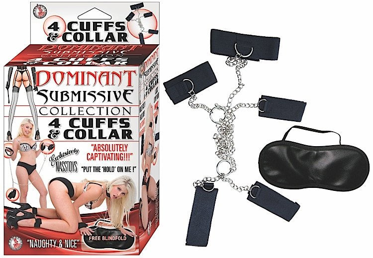 Nasstoys Dominant Submissive 4 Cuffs and Collar Black at $25.99