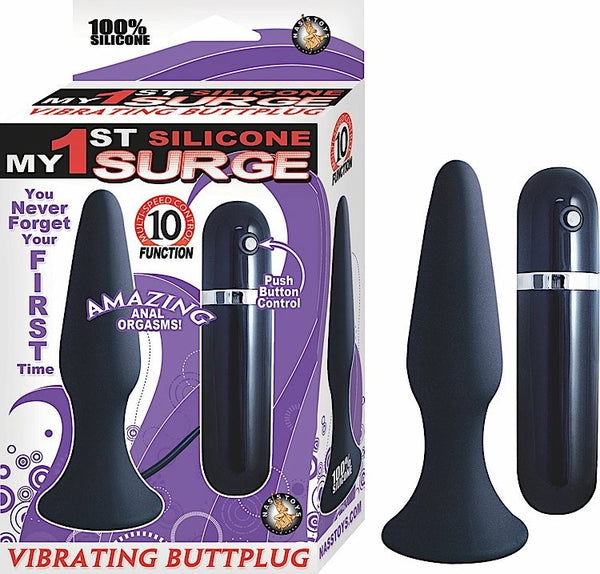 Nasstoys My 1st Silicone Surge Vibrating Butt Plug Black at $26.99