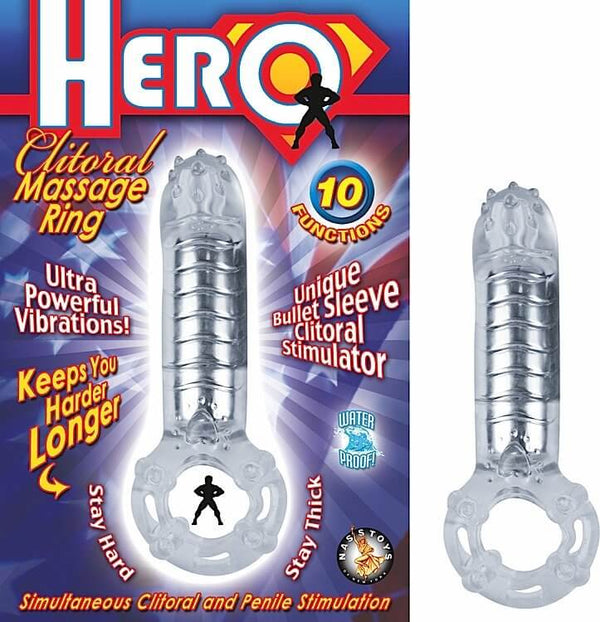 Nasstoys HERO COCKRING & CLIT MASSAGER CLEAR at $16.99