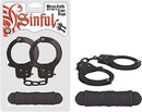 Nasstoys SINFUL METAL CUFFS W/LOVE ROPE BLACK at $16.99