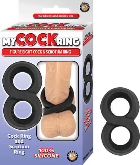 Nasstoys My Cockring Figure Eight Cock and Scrotum Ring Black at $12.99