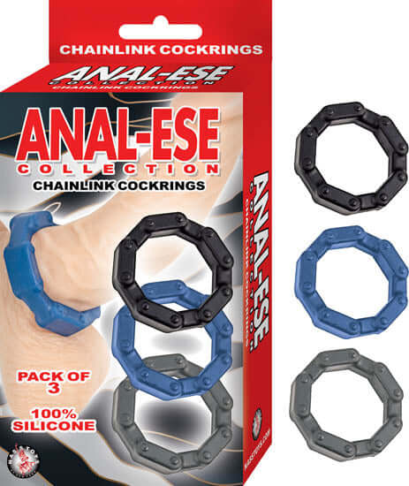Nasstoys ANAL-ESE COLLECTION CHAIN LINK COCK RINGS at $12.99