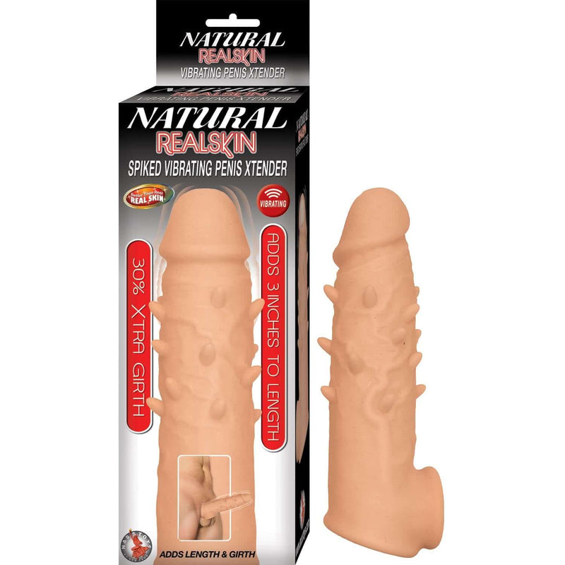 Nasstoys Natural Realskin Spiked Vibrating Penis Xtender White at $23.99
