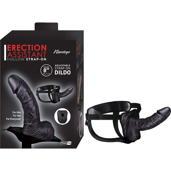 Nasstoys Erection Assistant Hollow Strap On 8 inches Black at $54.99
