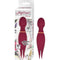 Mystique Vibrating Magic Wand Eggplant Purple with dual motors and 10 patterns next to its packaging from Nasstoys of New York