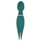 Mystique Vibrating Magic Wand Green by Nasstoys of New York, featuring dual motors and flexible wand head with twin silicone ticklers.