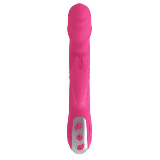 Passion Tickler Heat Up Pink Vibrator by Nasstoys - dual motors, thrusting, rotating, and heated for enhanced pleasure.