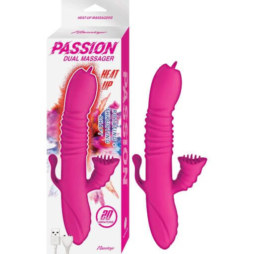 Nasstoys Passion Dual Massager: Pink Heat-Up Specialty Vibrator with Dual Motors – Perfect for G-Spot and Clitoral Stimulation