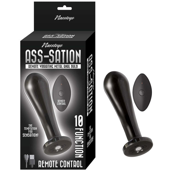 Ass-Sation Remote Control Vibrating Metal Anal Bulb Black
