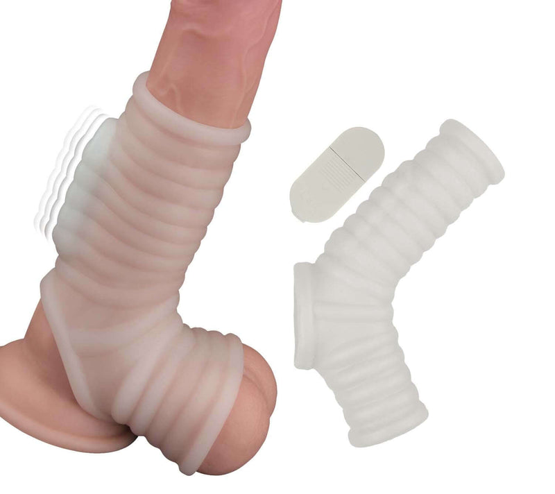 Introducing the Nasstoys Vibrating Ribbed Fit Power Sleeve: Enhance Pleasure with 45% Extra Girth!