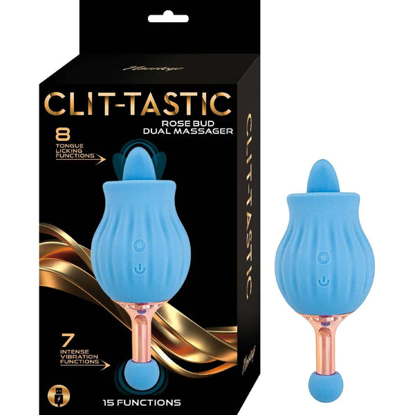 CLIT-TASTIC ROSE BUD DUAL MASSAGER BLUE-0