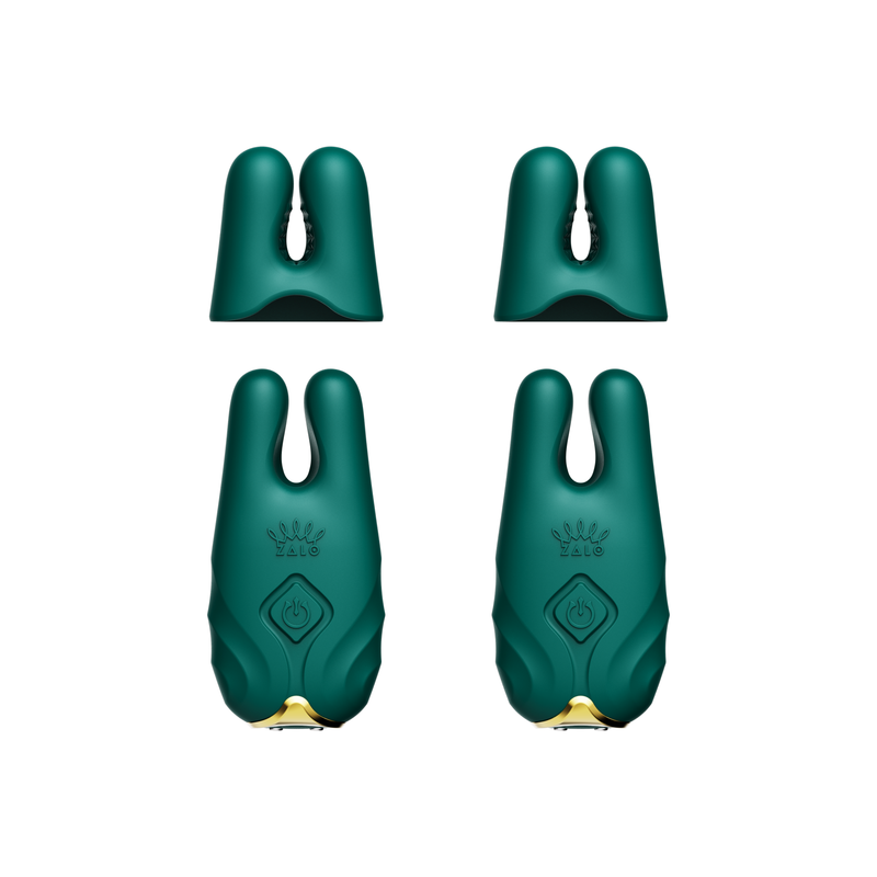 ZALO Nave Vibrating Nipple Clamps Turquoise Green