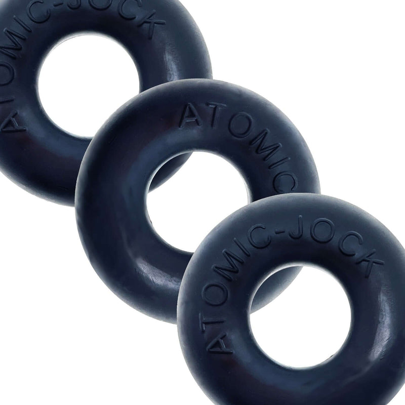 Night Black Ringer 3 Pack Cock Rings by Oxballs, featuring stretchy Thermoplastic Rubber (TPR) and silky Silicone blend.