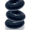 Night Black Ringer 3 Pack Cock Rings by Oxballs, featuring three stretchy and soft jelly rings stacked, made of Thermoplastic Rubber and Silicone.