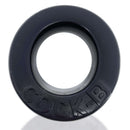 Black Oxballs Cock-B Bulge cock ring with embossed lettering on a white background