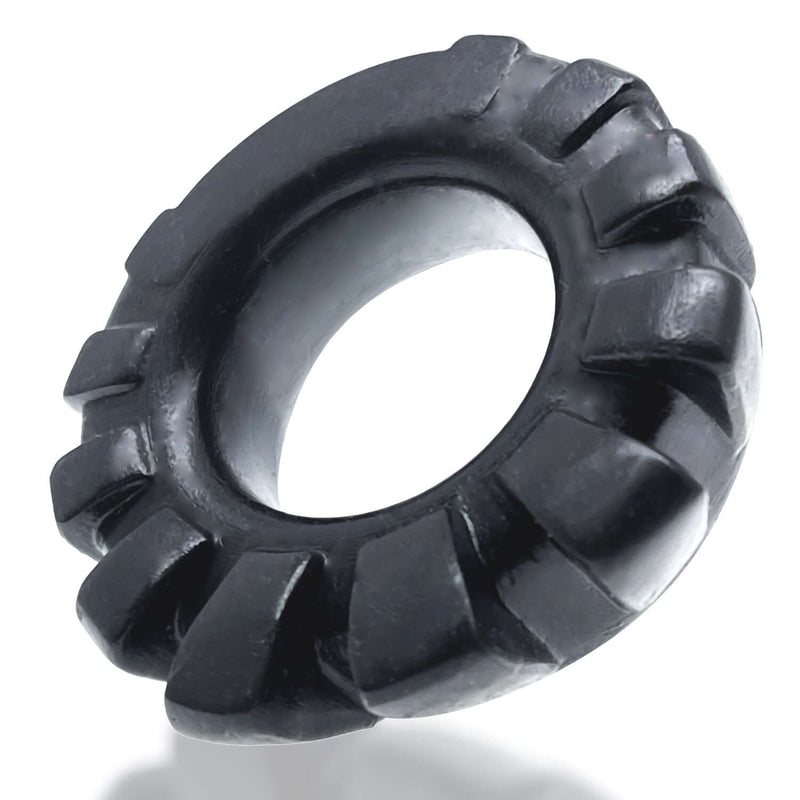 Cock Lug Lugged Cock Ring Black from Oxballs - Stretchy Silicone Cock Ring with Added Lugs for Comfort and Enhanced Bulge