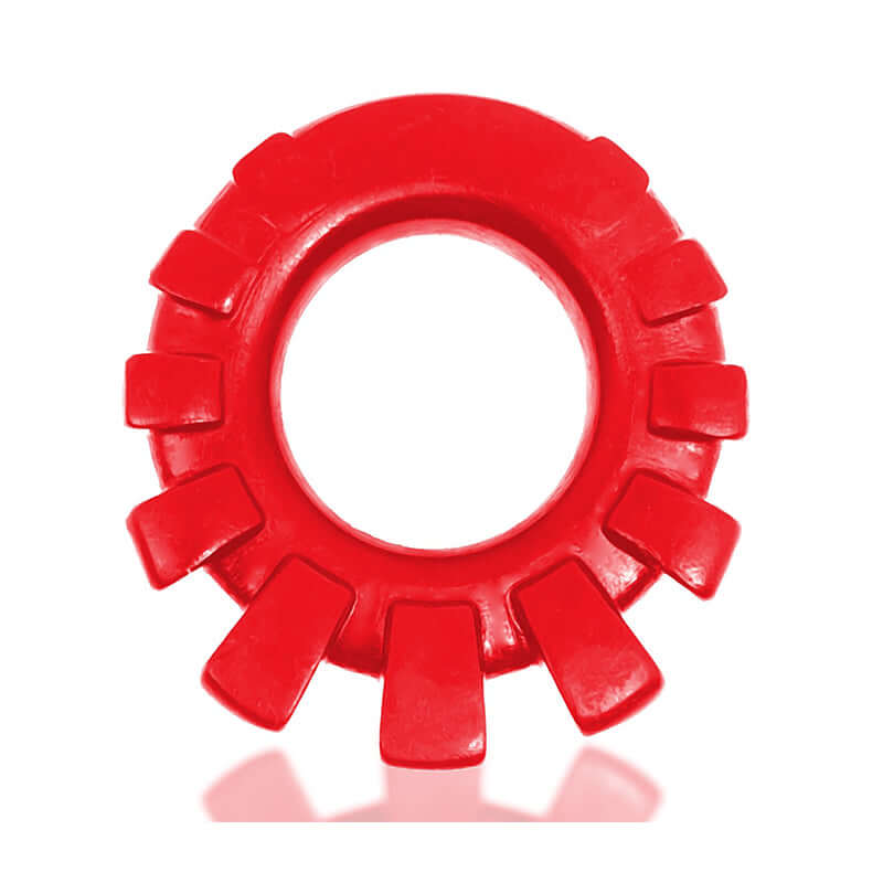 Oxballs Cock Lug Lugged Cock Ring Red - Pure Silicone Stretchy Comfortable Wear with Added Lugs