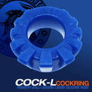 Blue Cock Lug Lugged Cock Ring by Oxballs with rubberry ball-lugging liquid silicone nubs