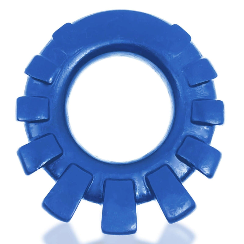 Oxballs Cock Lug Lugged Cock Ring in Marine Blue featuring stretchy silicone design with rubbery nubs for comfort and maximum airflow.