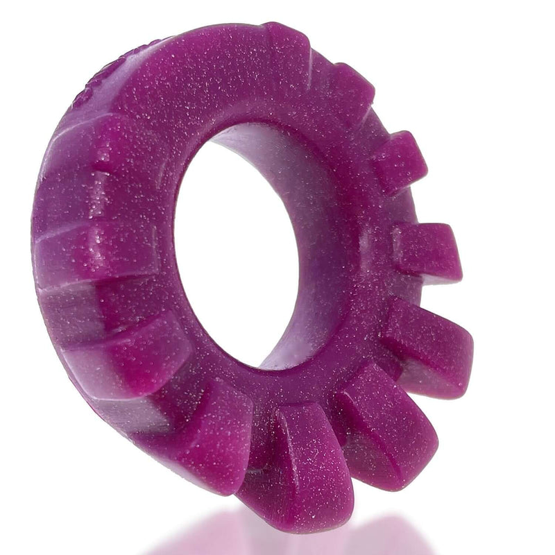 Oxballs Cock Lug Lugged Cock Ring in Plum made from plush, stretchy pure silicone for a comfortable fit and enhanced bulge
