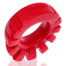 Oxballs Cock Lug Lugged Cock Ring Red, stretchy pure silicone ring designed for comfortable wear, featuring rubbery nubs and a bold design.