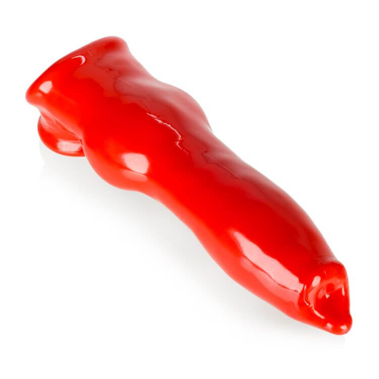 Fido Animal Knot Style Cock Sheath TPR Red from Oxballs, glossy and slick sheath with a thick knot and small tip for smooth entry.