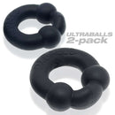 Ultra Balls 2 Pack Cock Rings Night Edition in black by Oxballs, soft stretchy rings with velvety silicone finish for enhanced pleasure.