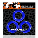 Oxballs Willy Rings 3-Pack C-Rings Blue Super Stretch Cock Rings for Endless Pleasure