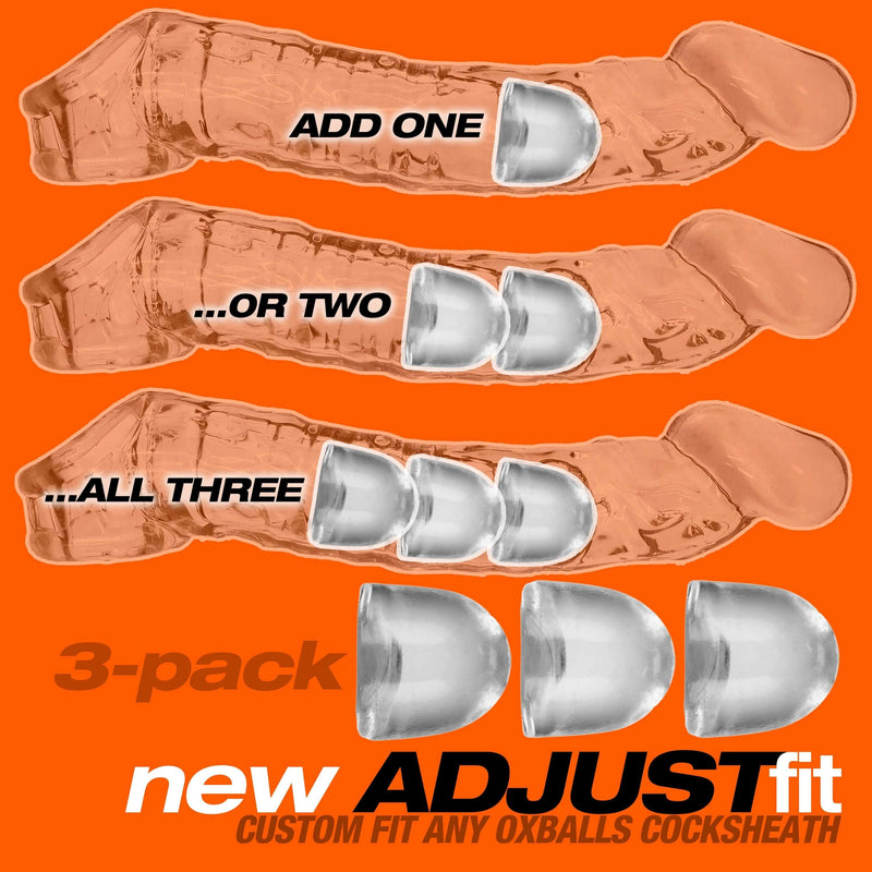 Oxballs Adjust Fit Inserts 3-Pack demonstration for customized comfort and perfect fit, showing insertion options and Flex TPR material.