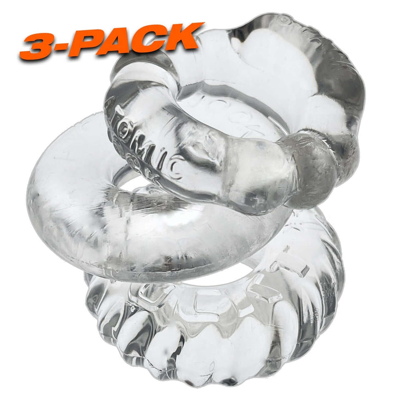 Bonemaker 3 Pack Cock Ring Set Clear from Oxballs for enhanced pleasure
