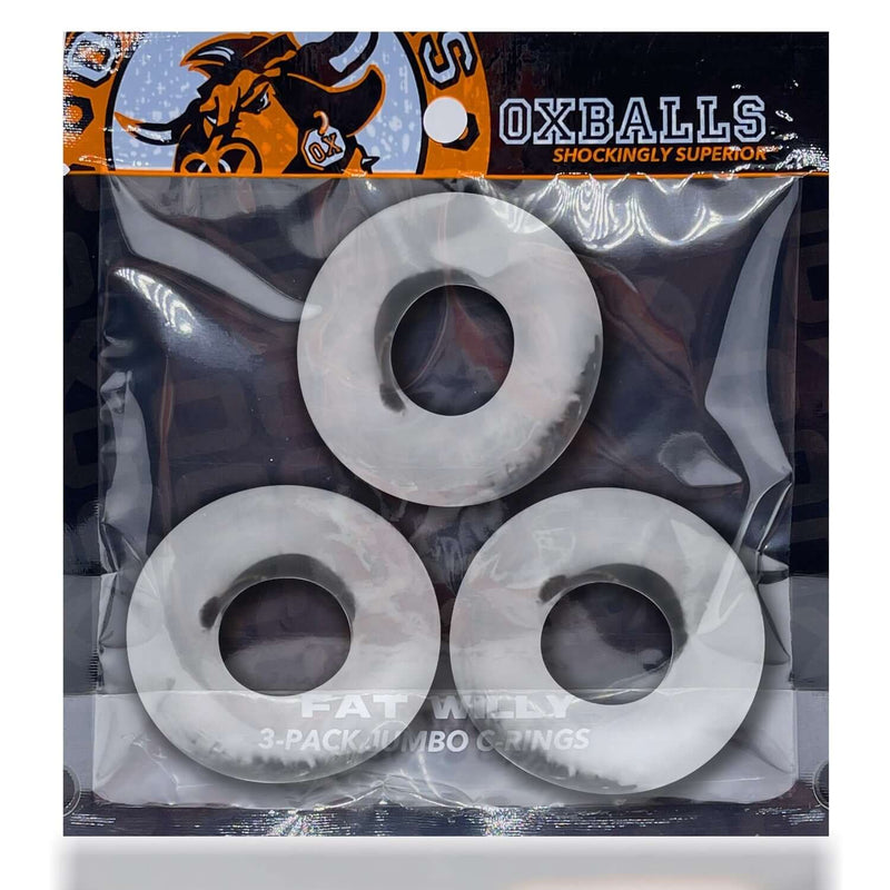 Oxballs Fat Willy 3 Pack Clear grippy rings for enhanced pleasure and stretch