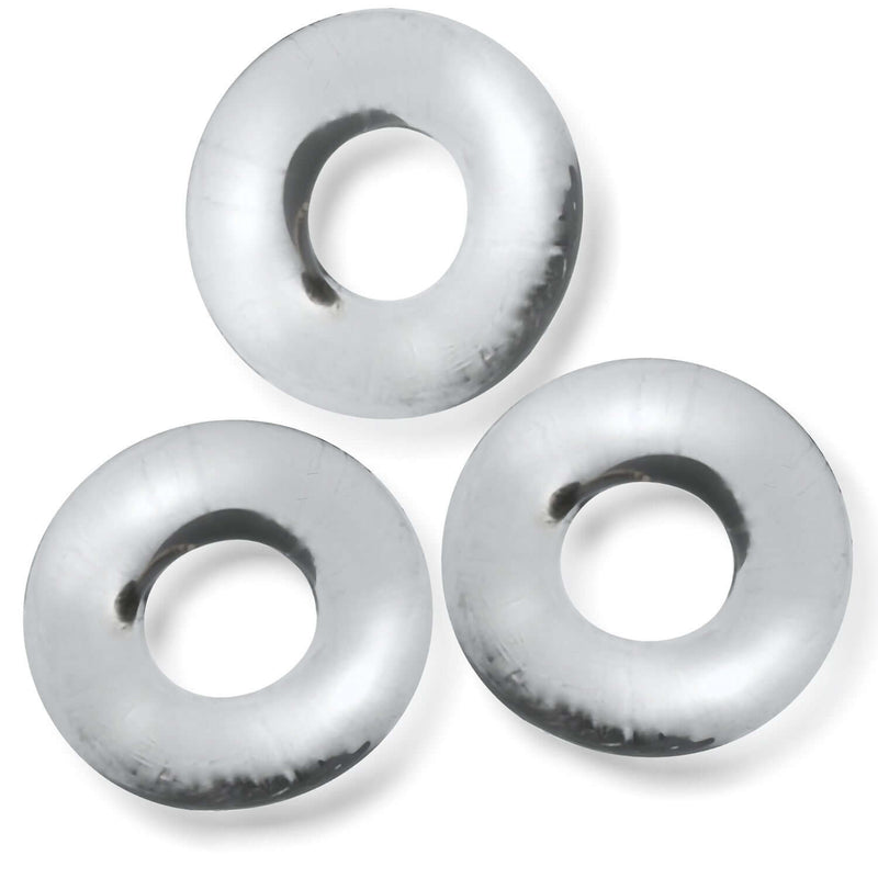 Oxballs Fat Willy 3 Pack Clear grippy rings for enhanced pleasure - stretch and style with versatile cock, ball, and shaft rings.
