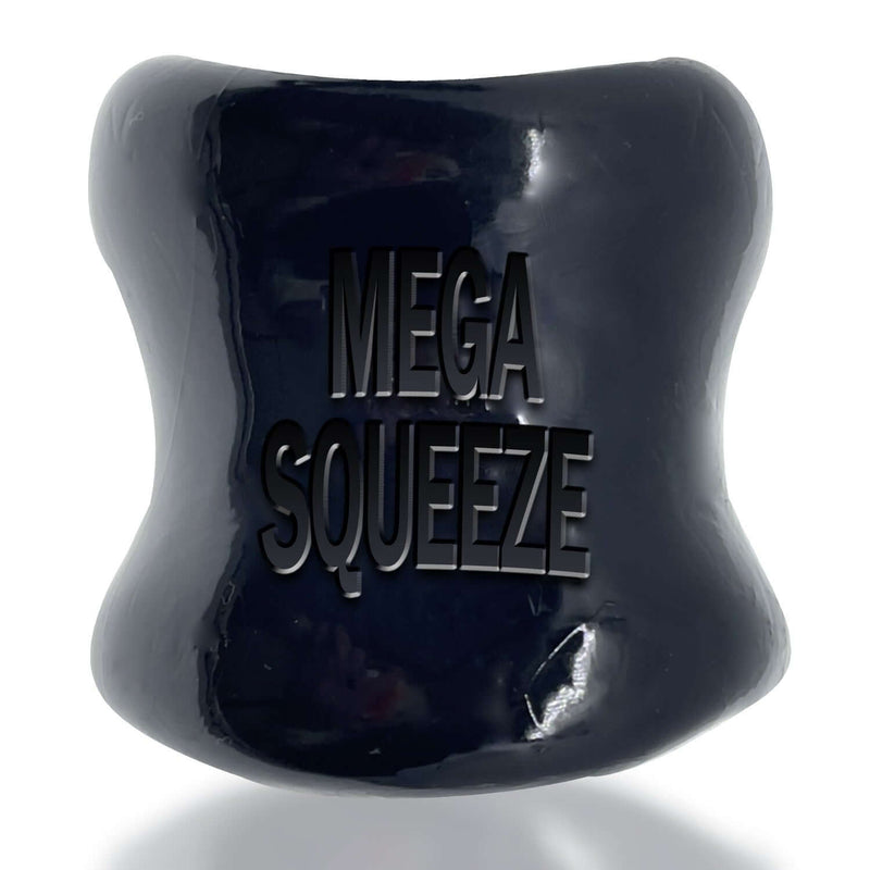 Mega Squeeze Ball Stretcher Black from Oxballs showcasing its unique hourglass squeeze design.