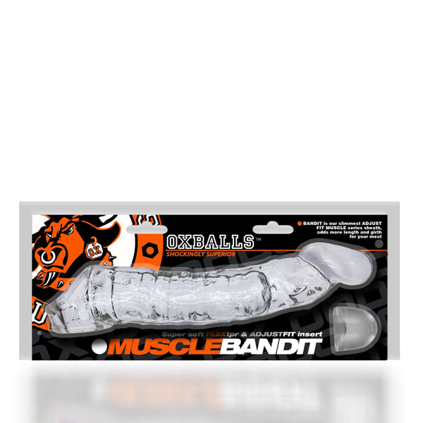 Oxballs Muscle Bandit Cocksheath package showcasing the clear, slim design for added length and thickness.