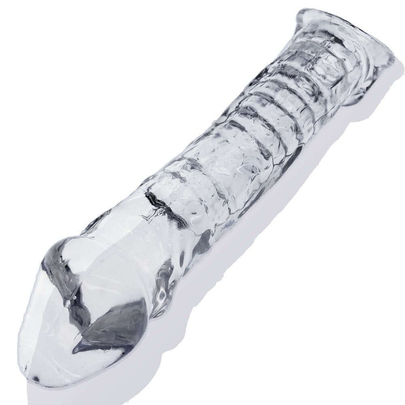 Oxballs Muscle Bandit Cocksheath - Clear textured cocksheath for added length and thickness in intimate experiences.