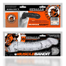 Oxballs Muscle Bandit Cocksheath in packaging displaying length and girth enhancement features.