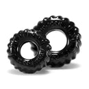 Truckt 2 Pieces Cock Ring Set Night from Blue Oxballs - black FlexTPR versatile rings for shaft, ball, or cock usage