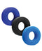 Hunky Junk HUJ C-Rings 3 Pack in blue and black, versatile and comfortable cock rings by Oxballs, perfect fit for all sizes