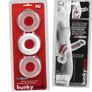 Hunky Junk HUJ C-Ring 3 Pack by Oxballs in packaging, showcasing optimized design and silicone material for superior intimate play.