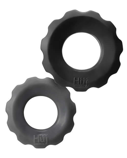 Oxballs Hunky Junk COG 2 Size Cock Rings with knurled grip texture in small and large sizes.