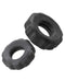 Oxballs Hunky Junk COG 2 Size Cock Rings - Small and Large Rubber Rings with Knurled Grip Surface in Dark Color